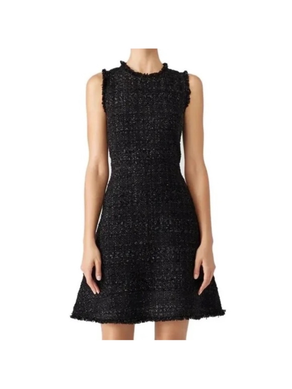 kate spade Black Sleeveless Tweed Mini Dress
